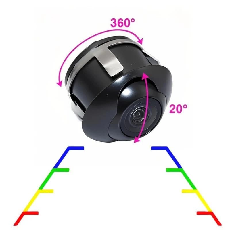 CM67 rear camera with 360 degree adjustment, 20 degree tilt and parking guide lines