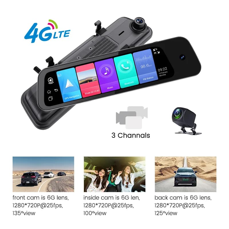 G96 4G Mirror DVR Dash Cam product image 3 - G96 4G mirror DVR with Android 10.0, 9.66 inch touch screen, GPS navigation, ADAS support and Cloudspirit.