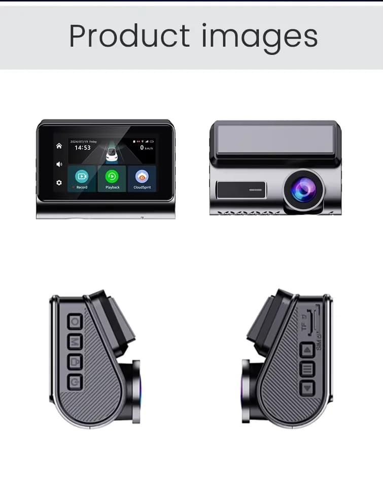 P85 2K 4G Dash Cam product image 4 - P85 2K 4G dash camera with dual-lens recording, WiFi connection, HD rear camera and accessory kit for connected.