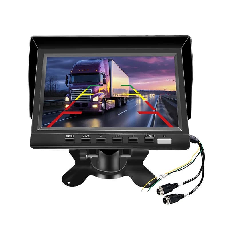 T07 7 Inch AHD Truck Monitor Kit Truck Camera product image 6 - T07 7 inch AHD truck monitor kit with 1024x600 IPS display, 2CH video input, mirror/flip.