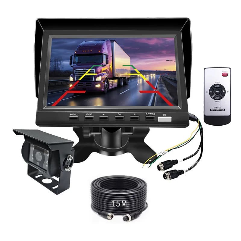T07 7 Inch AHD Truck Monitor Kit Truck Camera product image 5 - T07 7 inch AHD truck monitor kit with 1024x600 IPS display, 2CH video input, mirror/flip.