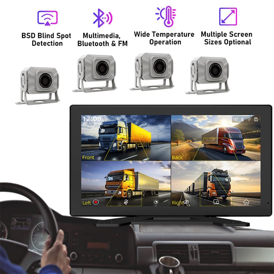X400 commercial truck camera monitor cover with BSD blind spot detection