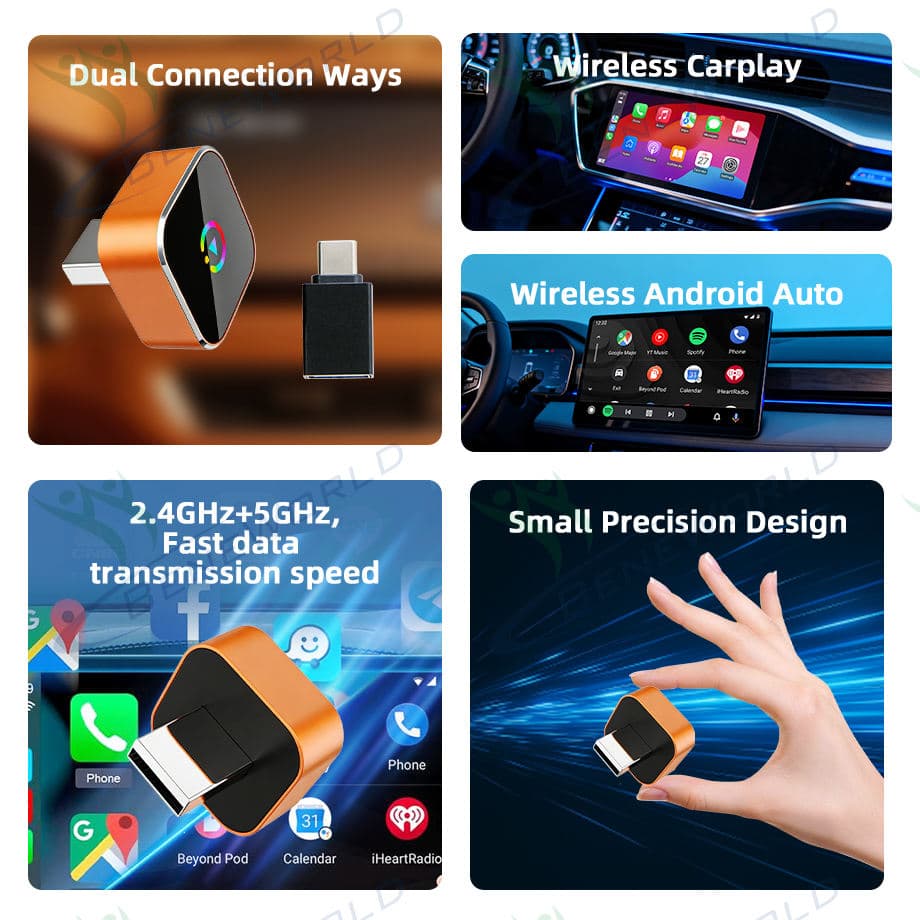 CP055 dual connection wireless CarPlay and Android Auto function image CP055 dual connection wireless CarPlay and Android Auto function image