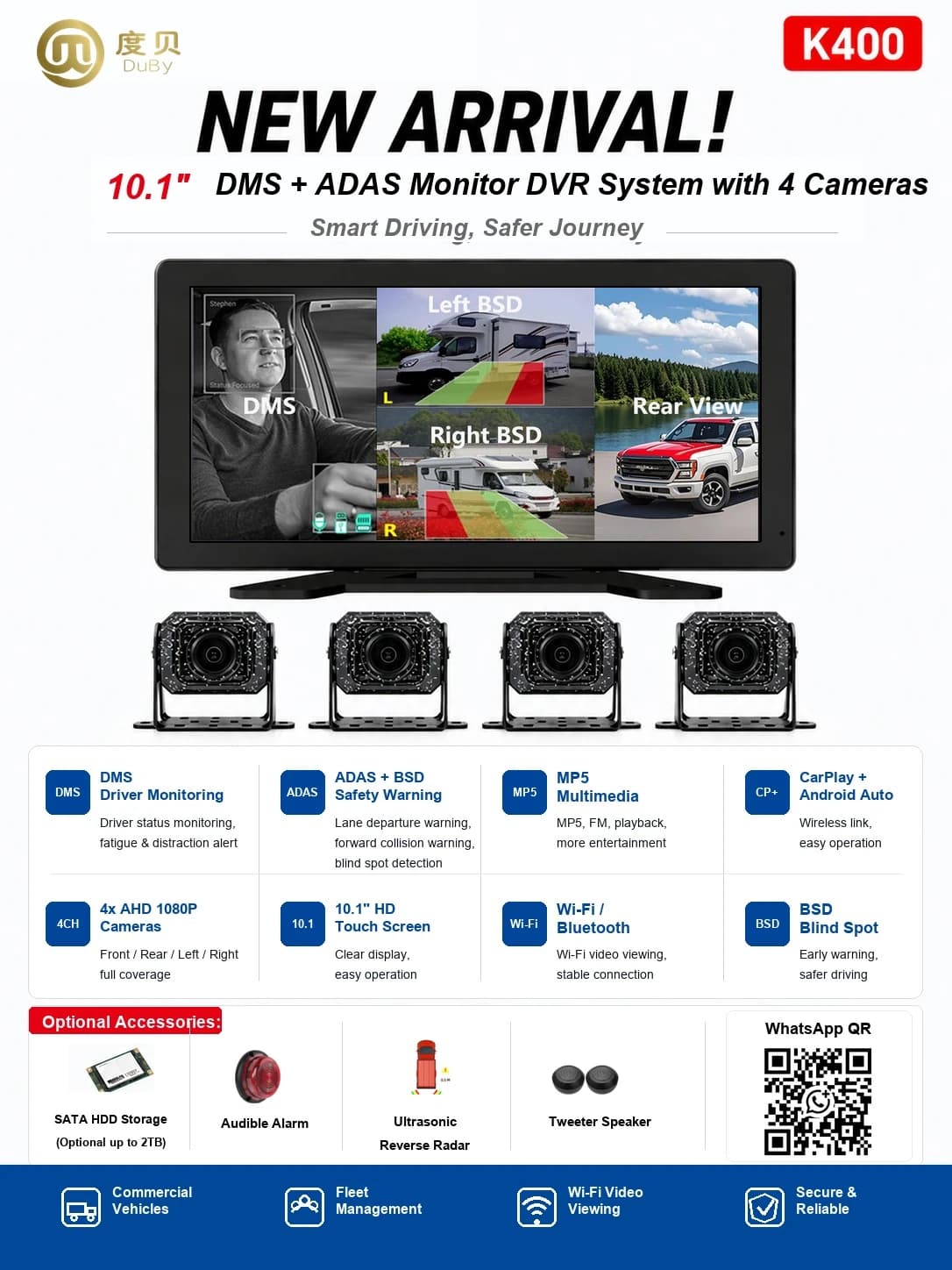 K400 four-channel commercial vehicle camera recorder product features K400 four-channel commercial vehicle camera recorder product features
