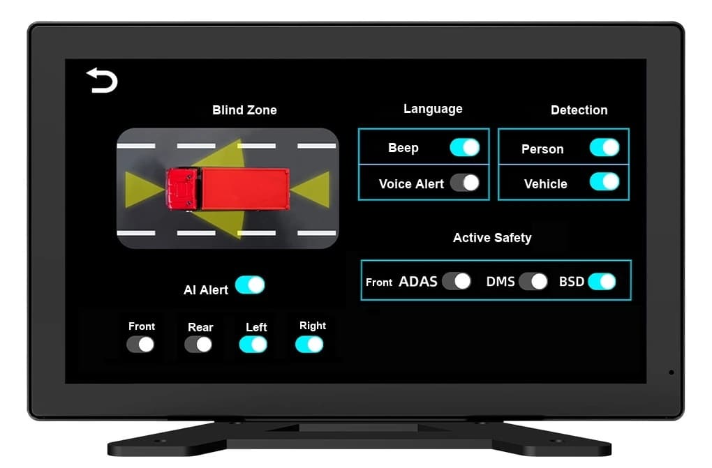 K400 optional AI ADAS and DSM warning settings subject to configuration K400 optional AI ADAS and DSM warning settings subject to configuration