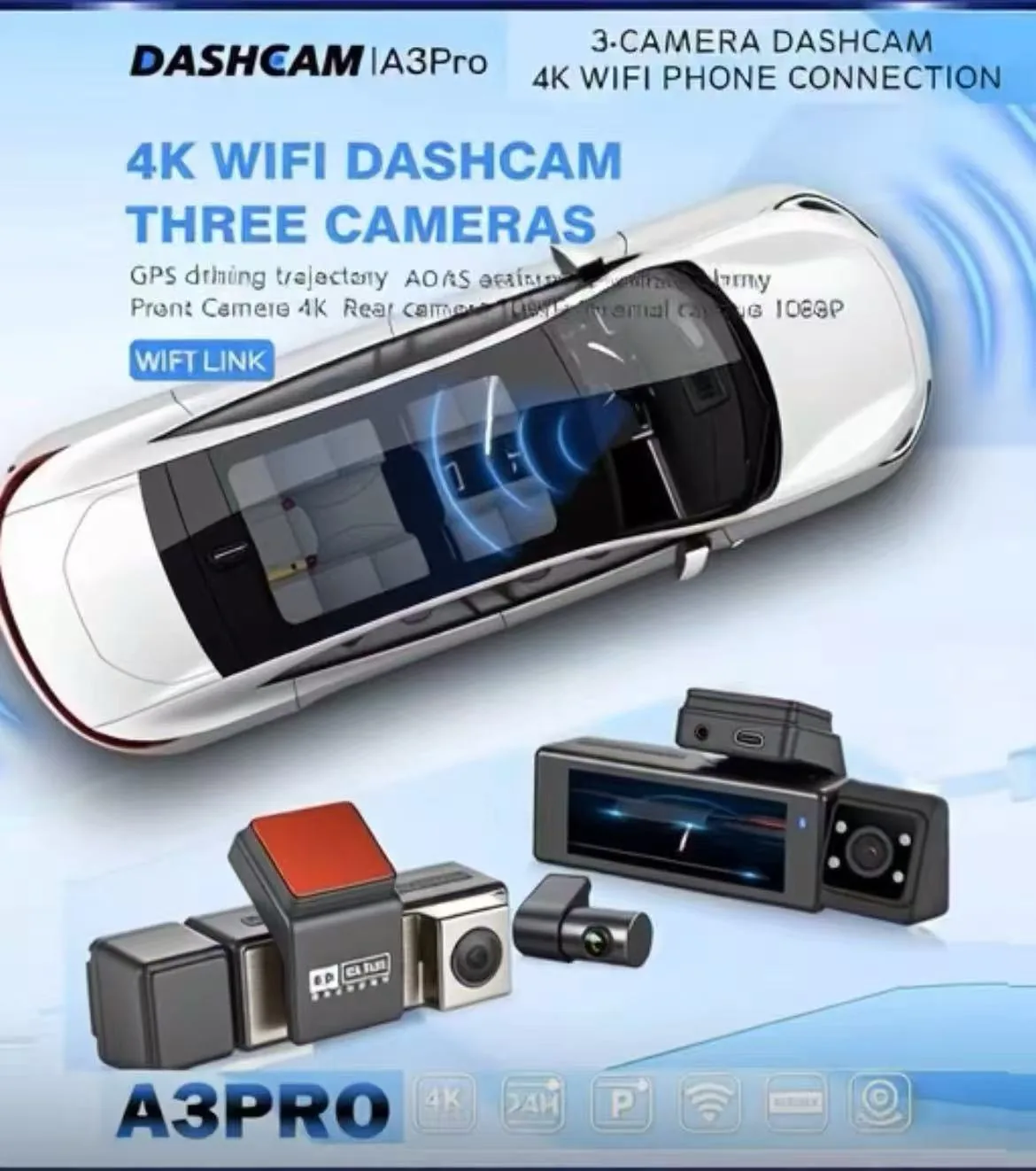 A3 PRO 3-Channel Dash Cam detail 2
