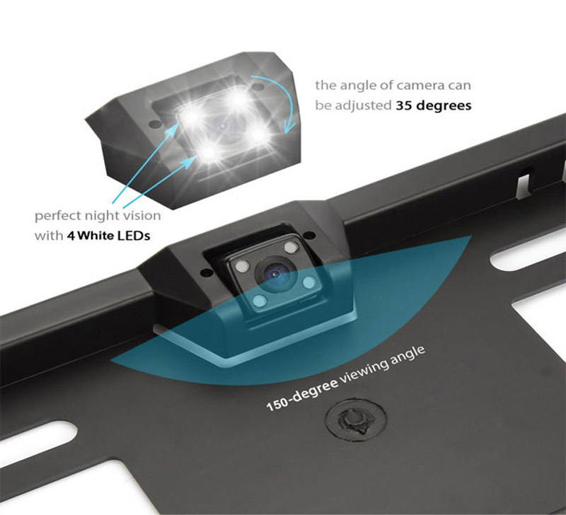 CM60P License Plate Rear Camera thumbnail image 3 - CM60P license plate rear view backup camera kit with AHD 1080P image, night vision, distance scale.