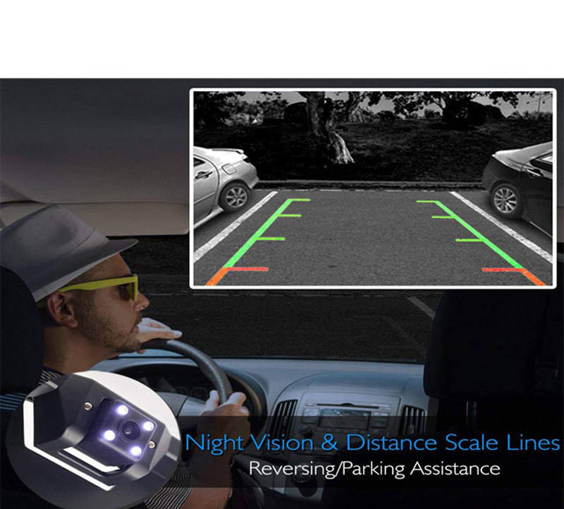 CM60P License Plate Rear Camera thumbnail image 2 - CM60P license plate rear view backup camera kit with AHD 1080P image, night vision, distance scale.
