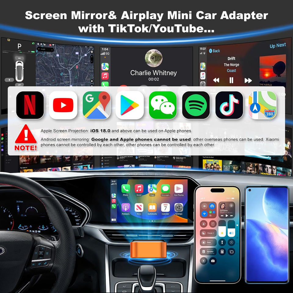 CP046 screen mirroring AirPlay mini car adapter app support