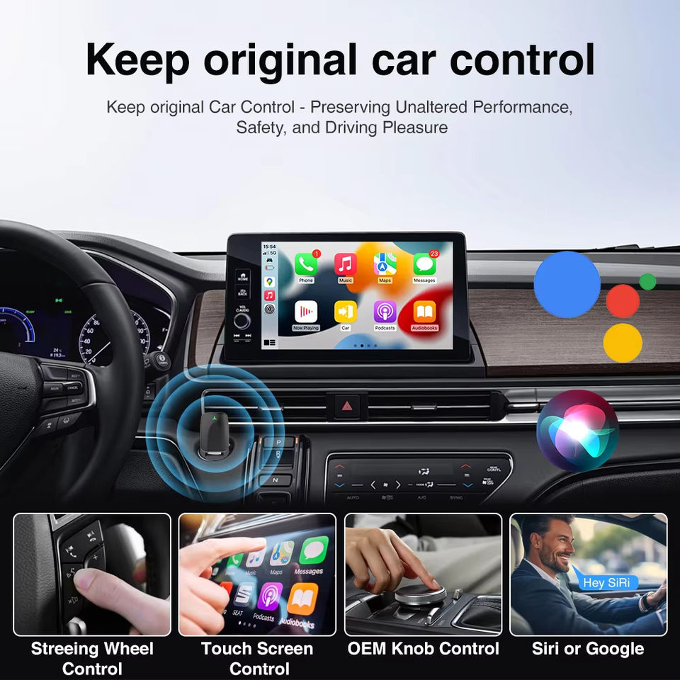 CP102-PI keeps original car control by steering wheel touchscreen OEM knob and voice