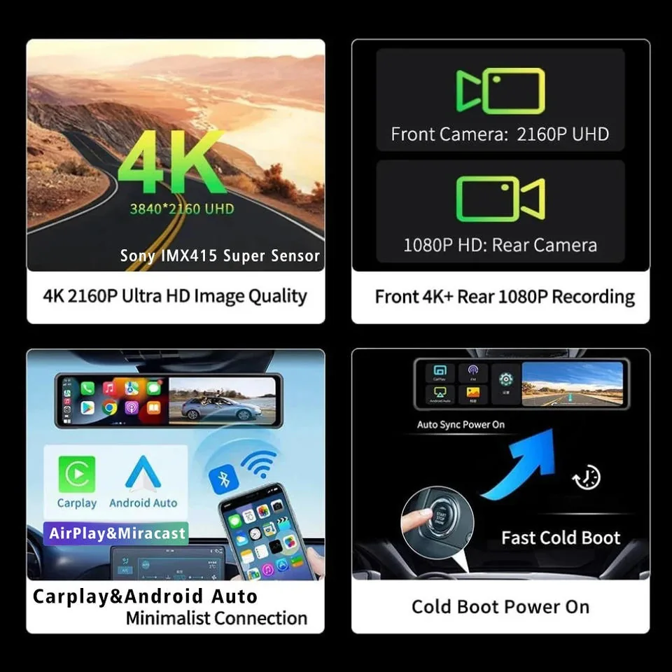 H8 4K Mirror DVR CarPlay thumbnail 4