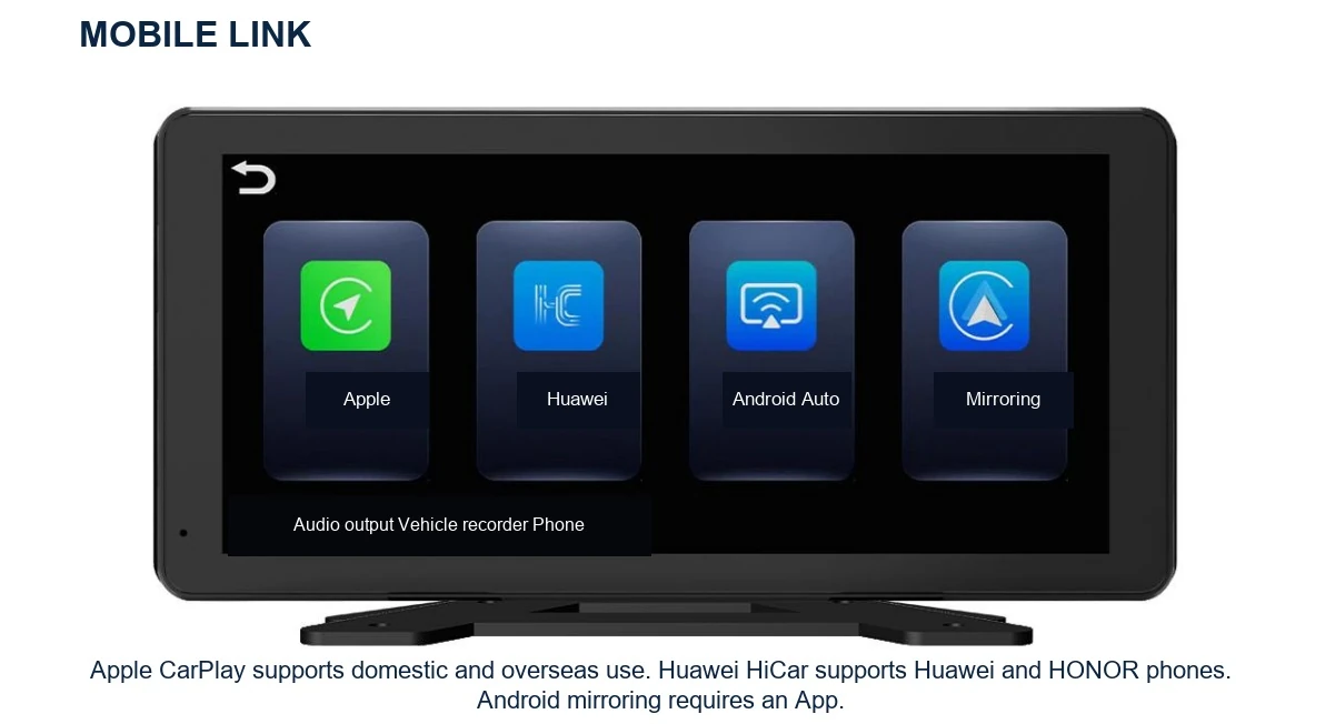 K806 Apple CarPlay Android Auto and Huawei HiCar mobile connectivity