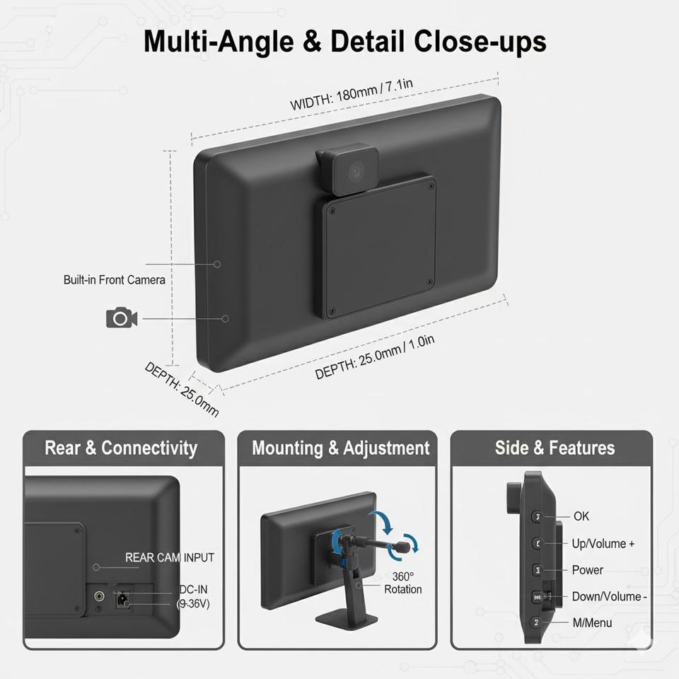 TX022 multi-angle detail close-ups with rear connectivity and button layout