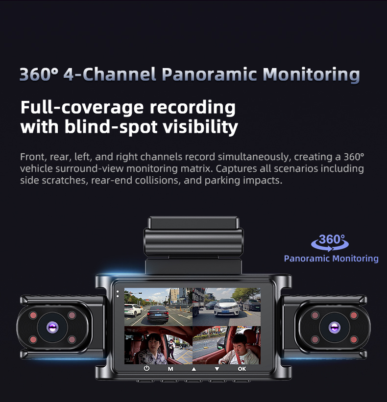 X404 360-degree 4-channel panoramic monitoring dash cam image X404 360-degree 4-channel panoramic monitoring dash cam image
